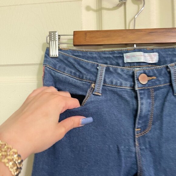 No Boundaries Womens Juniors Dark Stretch Red Plaid Side Stripe Skinny Jeans 7 - Picture 6 of 9